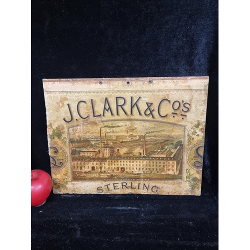 93 - An original late 19th century needlework factory show tablet for J. Clark & Co. in Scotland. Slightl... 