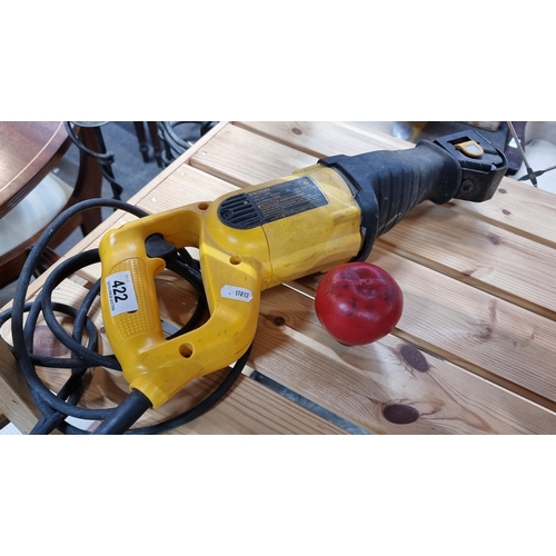 422 - A DeWalt  110v reciprocating saw, model DW303M. Similar model with RRP of €176.95 on screwfix.ie. In... 