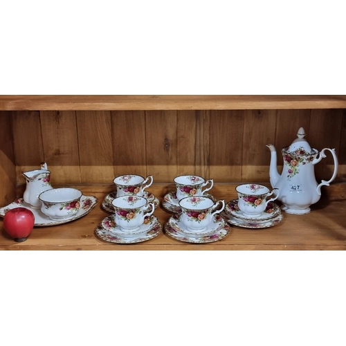 427 - A lovely vintage 19 piece Royal Albert bone china coffee set in the Old Country Road pattern, consis... 