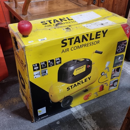 446 - A brand new, sealed high standard Stanley Air Compressor. Ideal for powering a wide range of power l... 