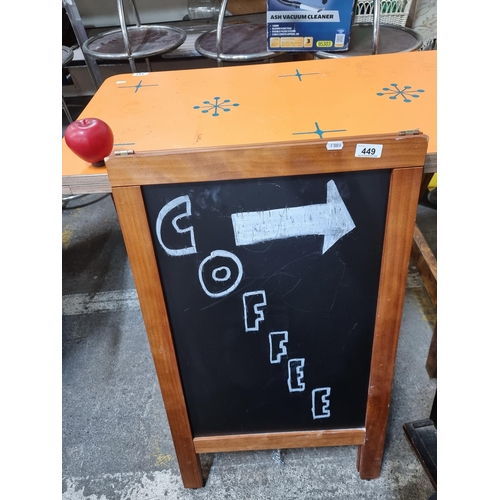 449 - A double side advertising chalkboard, ideal for a cafe or restaurant.