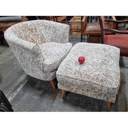 456 - Star Lot : A gorgeous large living room tub armchair along with a large matching foot rest. In lovel... 