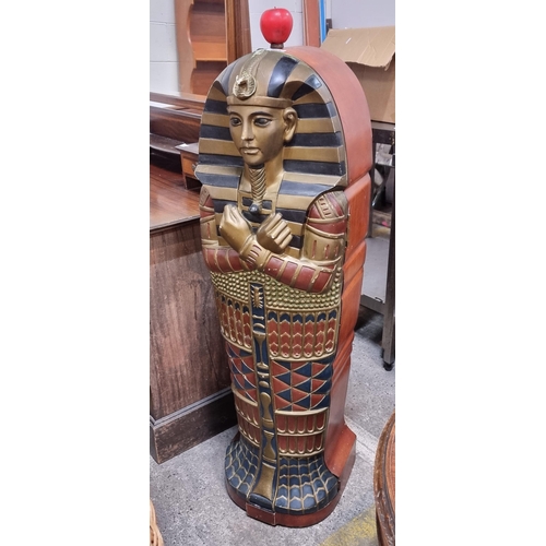 463 - Star Lot : A fabulous fun vintage book cabinet in the form of Tutankhamun's Sarcophagus. Solid wood ... 