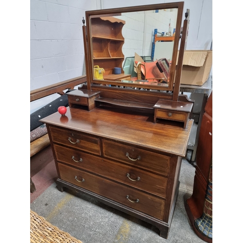 464 - Star Lot : An exquisite Edwardian dressing chest with thick beveled mirror to top, two small drawers... 