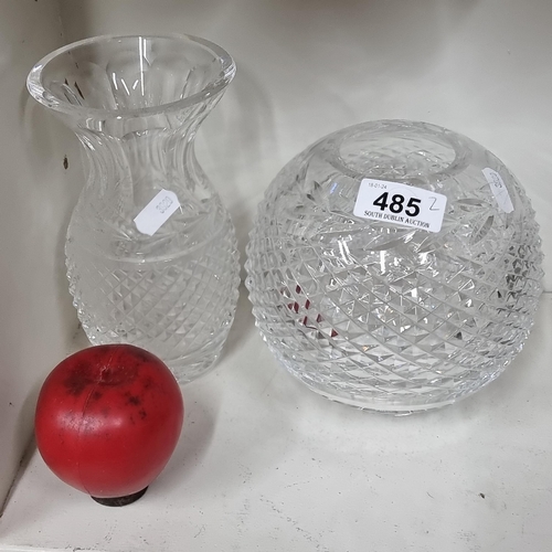 485 - Two Waterford Crystal items including a punchbowl in the Glandore pattern and a vase also in the Gla... 