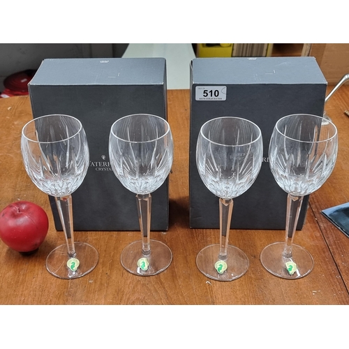 510 - Two as new boxed pairs of Waterford Crystal Blackrock goblet drinking glasses.