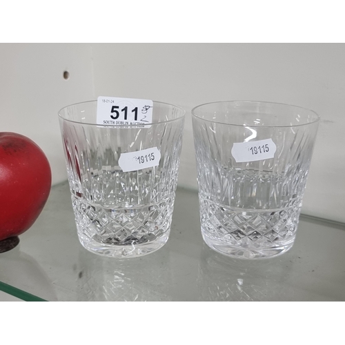 511 - A pair of Waterford Crystal whiskey glasses in the Meave pattern. In excellent condition, retaining ... 