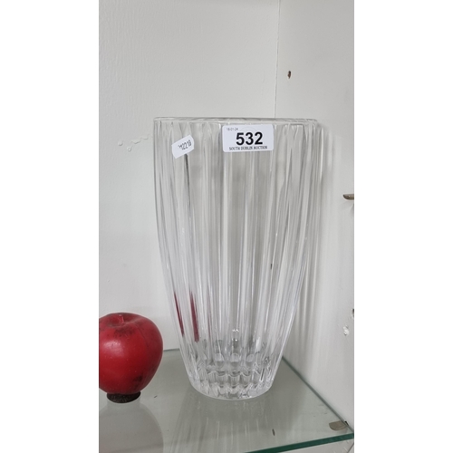 532 - A striking tall Marquis by Waterford Crystal vase. In wonderful condition, retaining acid mark to ba... 