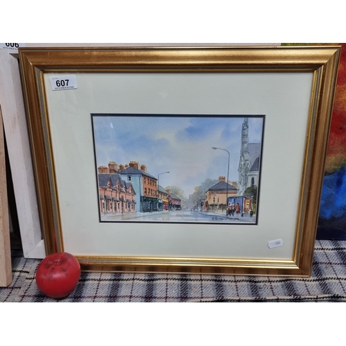 607 - A beautifully observed Olivia Hayes (Irish, contemporary) watercolour on paper painting of a Dundrum... 