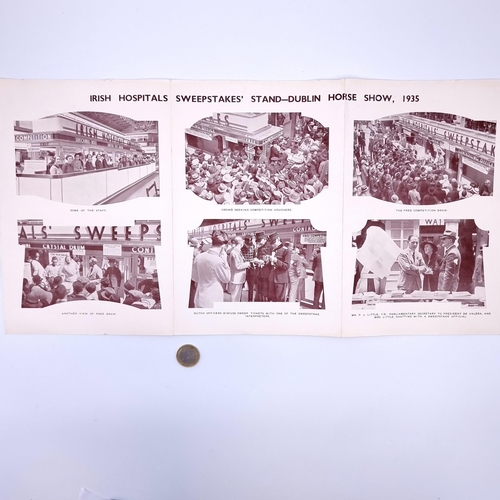 637 - A montage of photographs relating to the Irish hospital sweepstakes stand, Dublin Horseshow 1935.