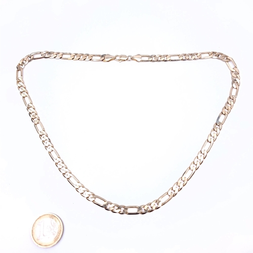 695 - A gold plated stamped 18K, figaro link necklace, length 48cm, weight 22.5 grams.