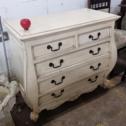 732 - Star Lot  :A chic chest of drawers holding two half length drawers to top, with three full length dr... 