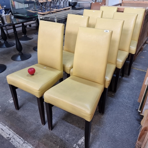 794 - A selection of eight cream leather high back dining chairs. All in excellent condition.  From a rece... 