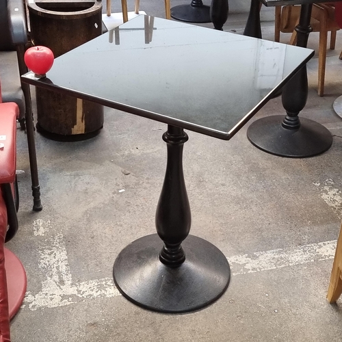 804 - Star lot : A high quality granite top rectangular cafe/bistro table with a circular cast iron base. ... 