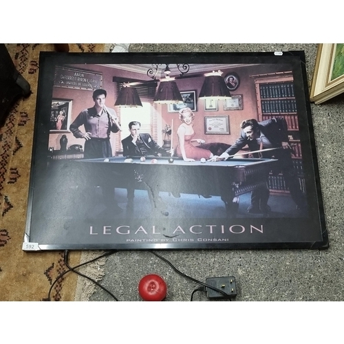 592 - An amazing light up LED print of a painting by Chris Consani titled 'Legal Action'. Features Elvis, ... 