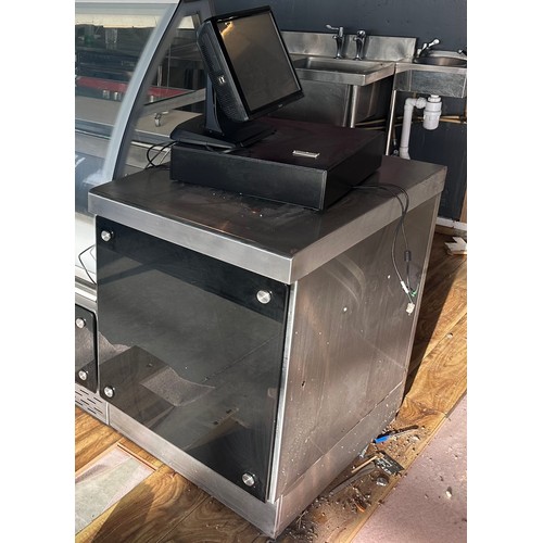 817 - Star Lot : A Stainless Steel Till counter With Black gloss front, comes With a Cafe POS system Monit... 