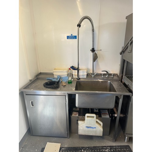 823 - Star Lot : A Stainless Steel Dishwashing sink with pull down dish Sprayer and side table for dish st... 