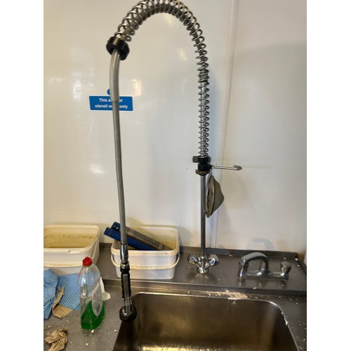 823 - Star Lot : A Stainless Steel Dishwashing sink with pull down dish Sprayer and side table for dish st... 