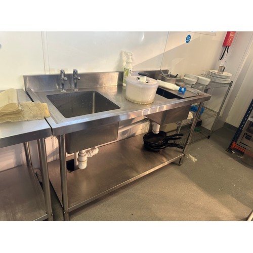 826 - Star Lot : A stainless Steel double sink, with gallery back The buyer would need to disconnect and c... 