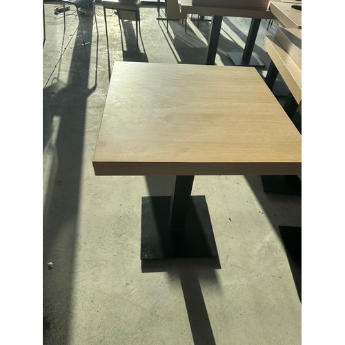 827 - Star lot : Twelve good commercial 60cm x 60cm cafe table with solid heavy cast metal bases, they are... 