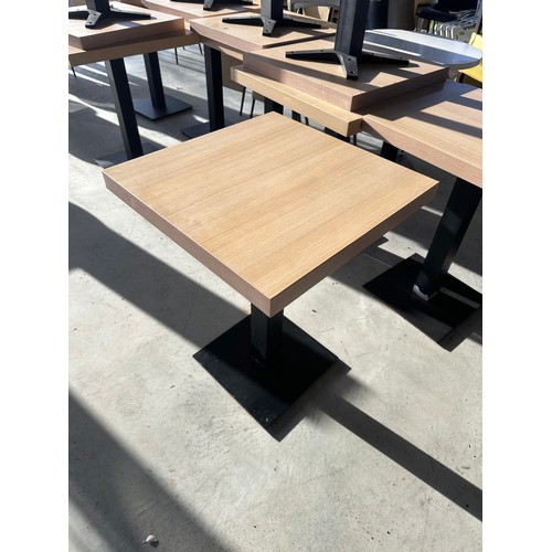 827 - Star lot : Twelve good commercial 60cm x 60cm cafe table with solid heavy cast metal bases, they are... 