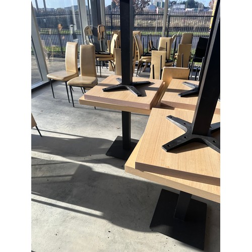 827 - Star lot : Twelve good commercial 60cm x 60cm cafe table with solid heavy cast metal bases, they are... 