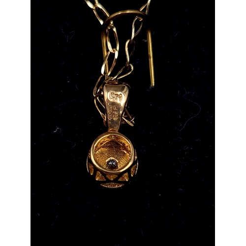 643 - Star Lot : A 9K gold diamond set pendant and chain, length of chain 44cm, weight 2.17 grams, boxed.