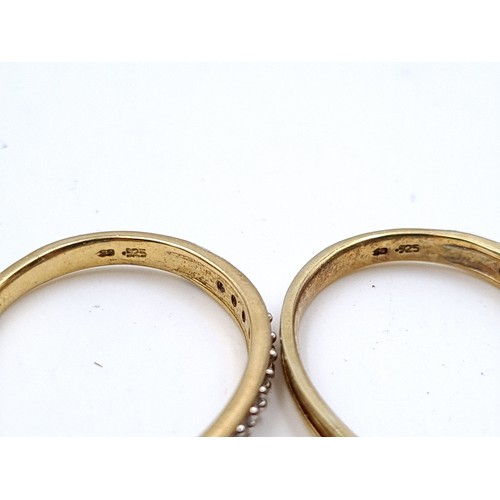 646 - A quality sterling silver  gilt diamond set hoop earrings suitable for pierced ears, total weight 4.... 