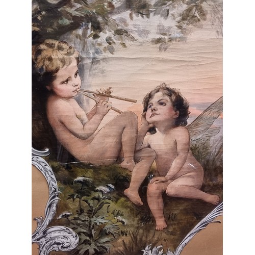 87 - Star Lot: A magnificent and very large early 20th century original oil on unstretched cut canvas pai... 