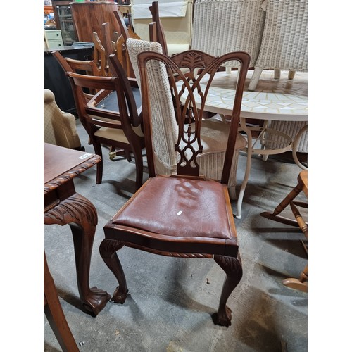 479 - Star Lot : A very elegant mahogany chippendale style dining suite comprising of a table and 6 matchi... 