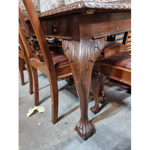 479 - Star Lot : A very elegant mahogany chippendale style dining suite comprising of a table and 6 matchi... 