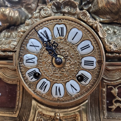 534 - Star Lot : A magnificent large vintage brass Omalu style striking 8 day mantle clock featuring Herml... 