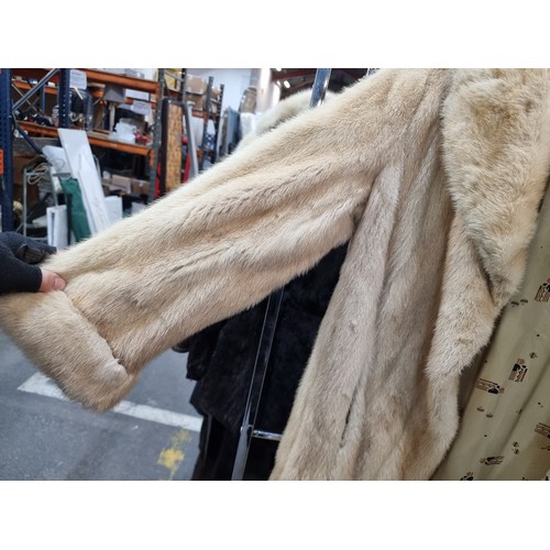 713 - Star lot : A simply stunning vintage full length genuine golden mink fur coat with a fabulous graphi... 