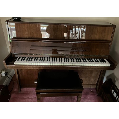 840 - Star lot : A fabulous Petrof Steel framed overstrung Piano. In fantastic condition with a matching p... 