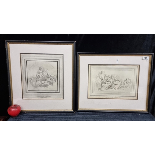 107 - A wonderful pair of antique lithographs showing engravings originally by Irish printmaker William Ba... 