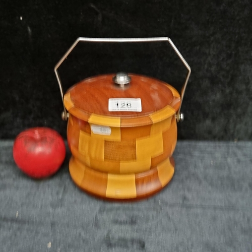 126 - A handsome Mid Century Cambridge Ware ice bucket boasting a two-toned wooden finish and liner.