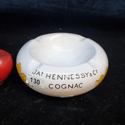 130 - A vintage French made terracotta Jas Hennessy & Co. Cognac ashtray made by Faiencerie D'art D'angoul... 