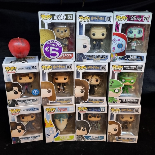 157 - A great collection of 10 Funko Pop figures including Sherlock Holmes, Harmonie Granger and Chewbacca... 