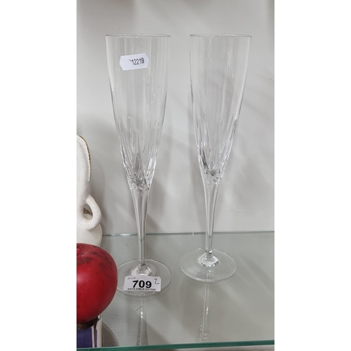 709 - A pair of fabulous Marquis Waterford Crystal champagne flutes. In super condition.