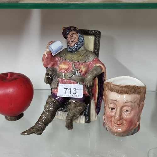 713 - Two vintage porcelain items including a Beswick Toby jug and a Royal Doulton figure titled the 