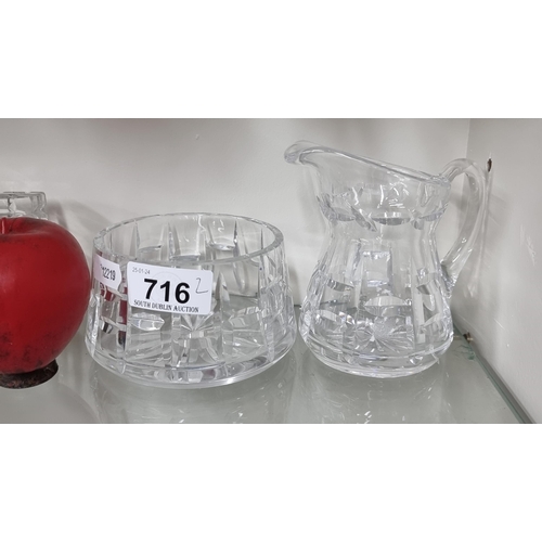 716 - Two Waterford Crystal items comprising of a milk jug and sugar bowl both in the Tralee pattern. In V... 