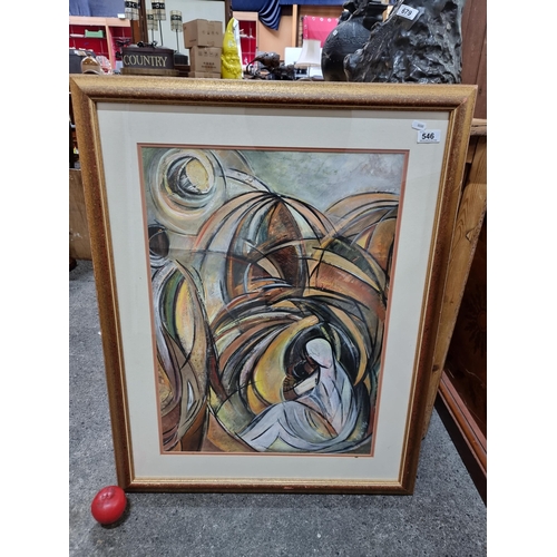 546 - Star Lot : A huge and energetic original acrylic on paper painting featuring a cubist style scene of... 