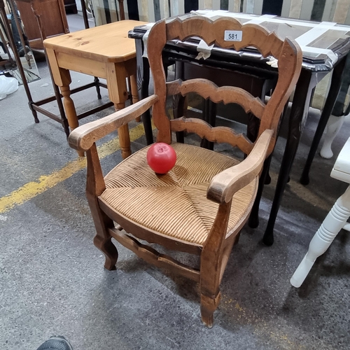 581 - A superb vintage Louis XV style rustic children's armchair with beautiful wicker seat detail. Nice p... 