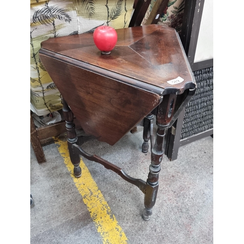 589 - A magnificent antique carved oak triangular gate leg side table. A very pretty and very useful piece... 