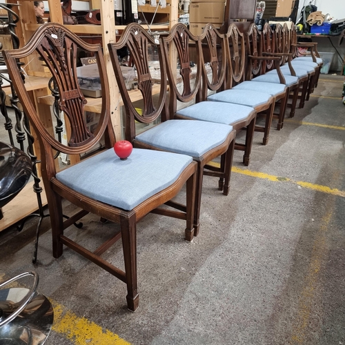 593 - Star Lot : Ten fabulous high quality Hepplewhite style mahogany dining chairs. Featuring a shield ba... 