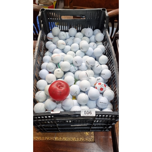 606 - A very large box of roughly 200 golf balls, Inc Nike, Callaway, Srixon, Teitlist, etc.