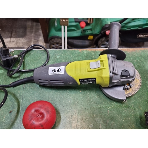 650 - A Ryobi RAG600-115 corded electric grinder 600 Watt.