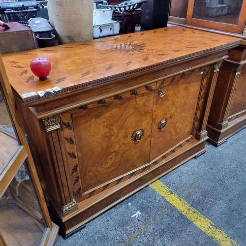 693 - Star Lot : A superb quality Victorian style burr walnut inlaid credenza boasting a beautiful walnut ... 