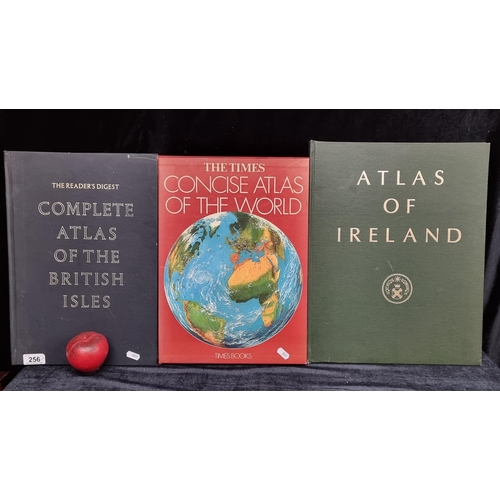 256 - Three large hardback atlas's including The Reader's Digest Complete Atlas Of The British Isles, The ... 