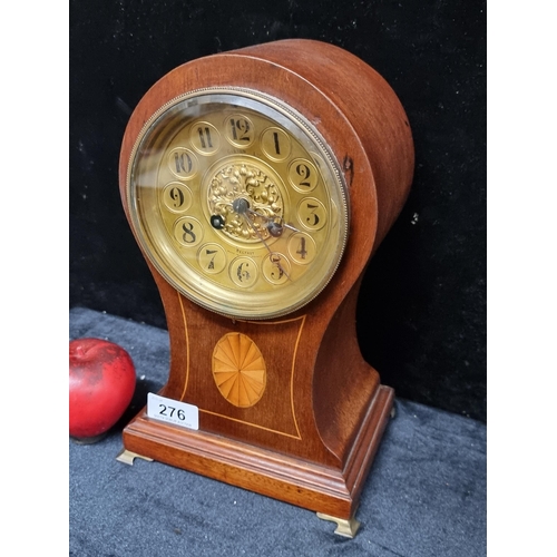 276 - An exquisite antique Edwardian mahogany eight day balloon clock made by Gibson Ltd in France. Featur... 